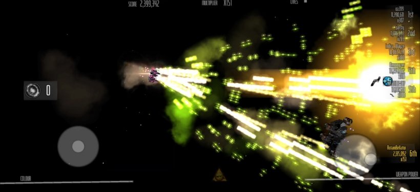 A little ship flies around in Beat Hazard Arcade, unleashing a barrage of bullets