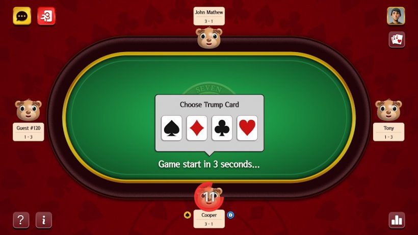 a top view interface of a card match