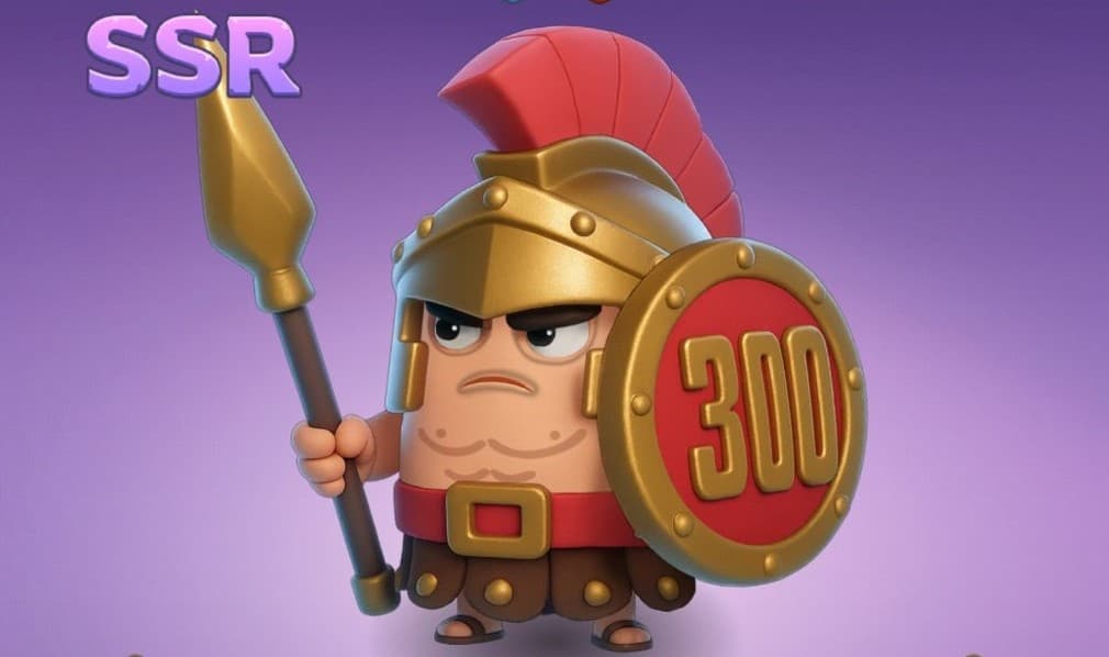 leonidas the first with a spartan armour and a shield with 300 engraved
