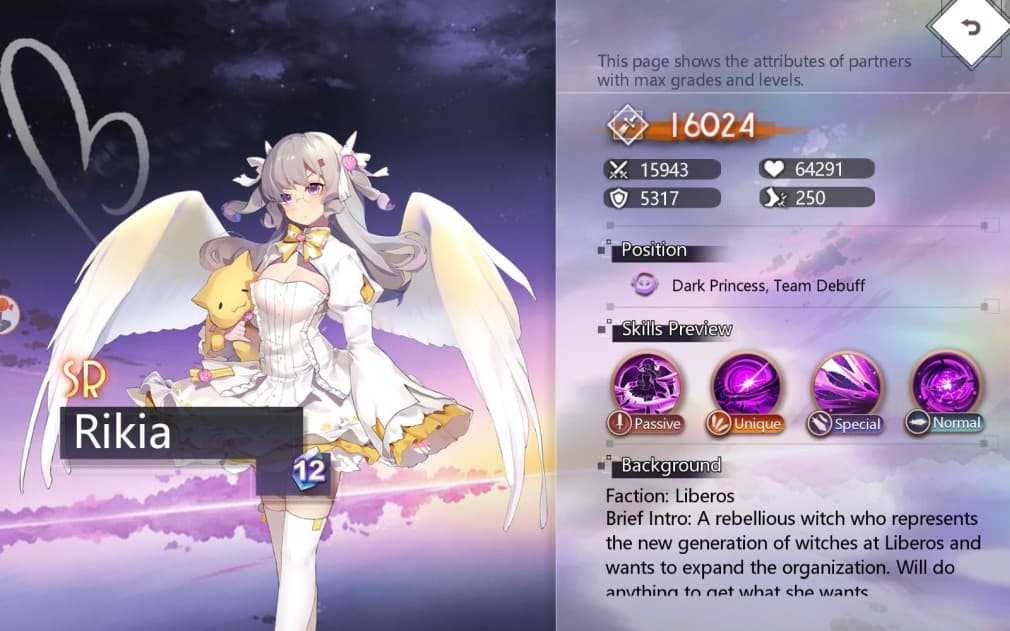 rikia angel like spell character that is dressed in white and has wings