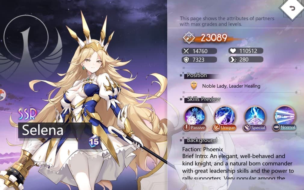 selena the tank wearing a crown with a sword and shield