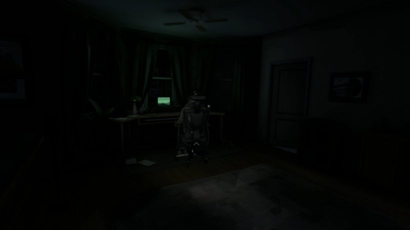 Unhinged's protagonist approaches a chair with a man sitting in it