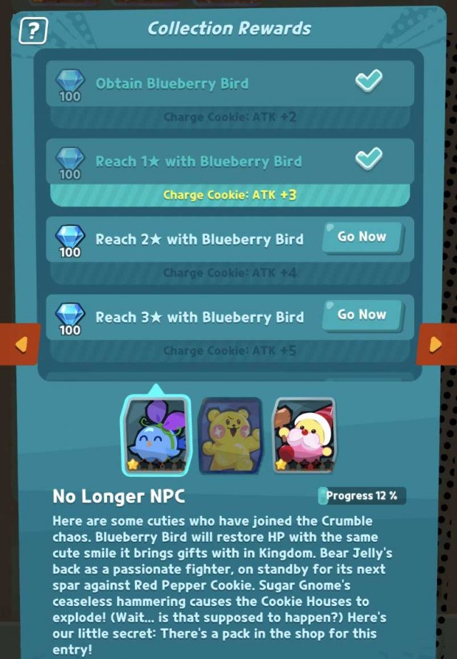 collection rewards for completing the npc combo