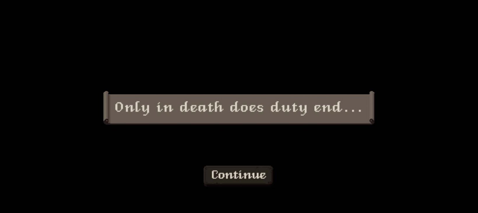 the game over screen talking about inevitable death