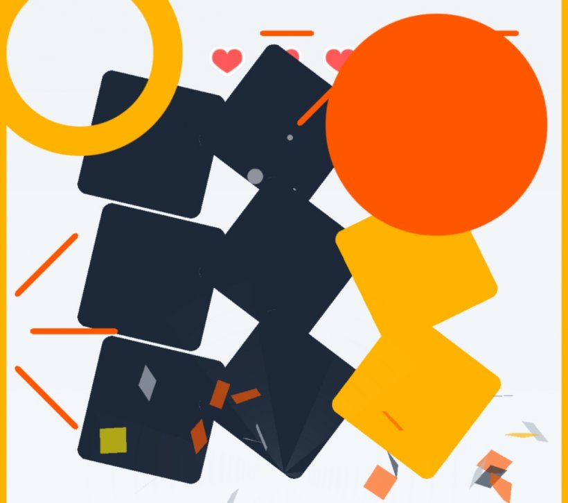 Several shapes celebrating a level being cleared in ColorSweeper