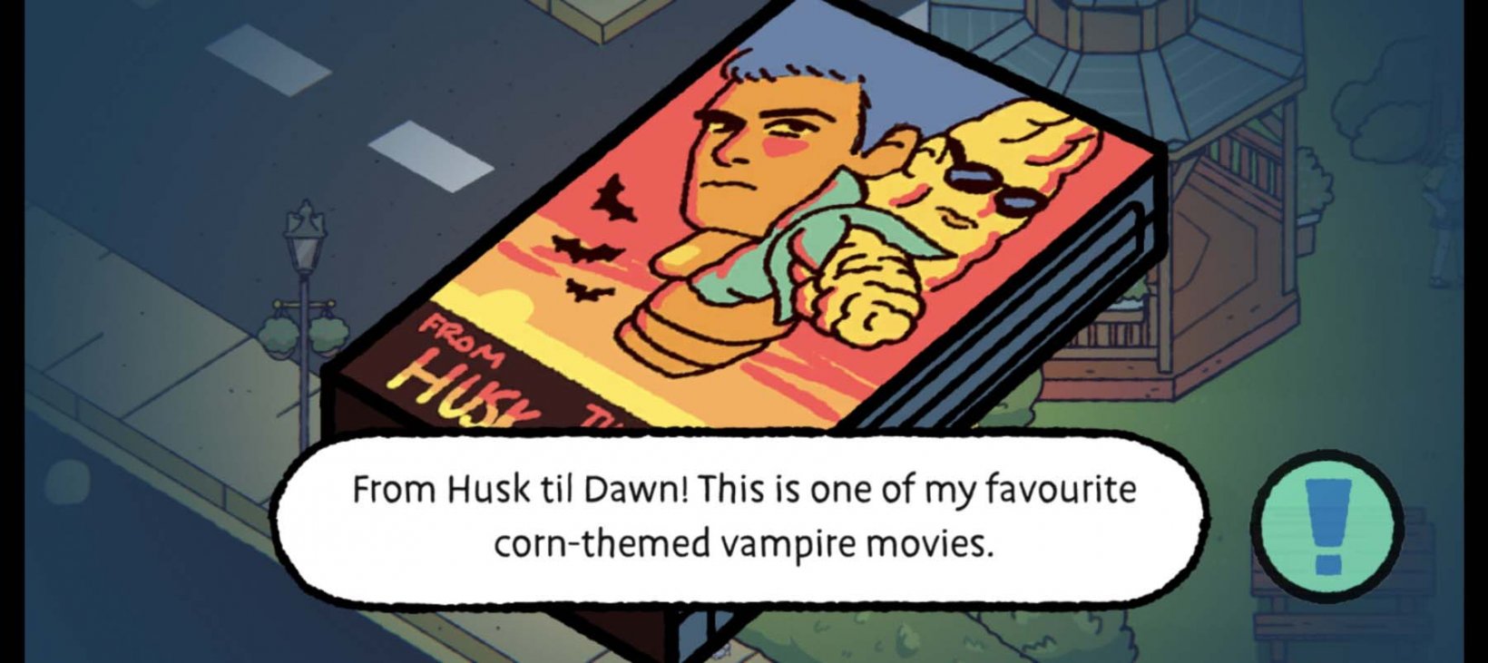 cover of a VHS titled from husk til dawn with some guy and a corn cob