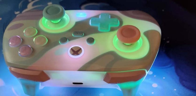a controller with RGB lights on