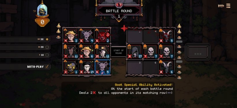 A full player board during the pre-battle phase