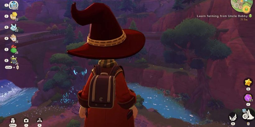 a red-robed witch looking over the horizon