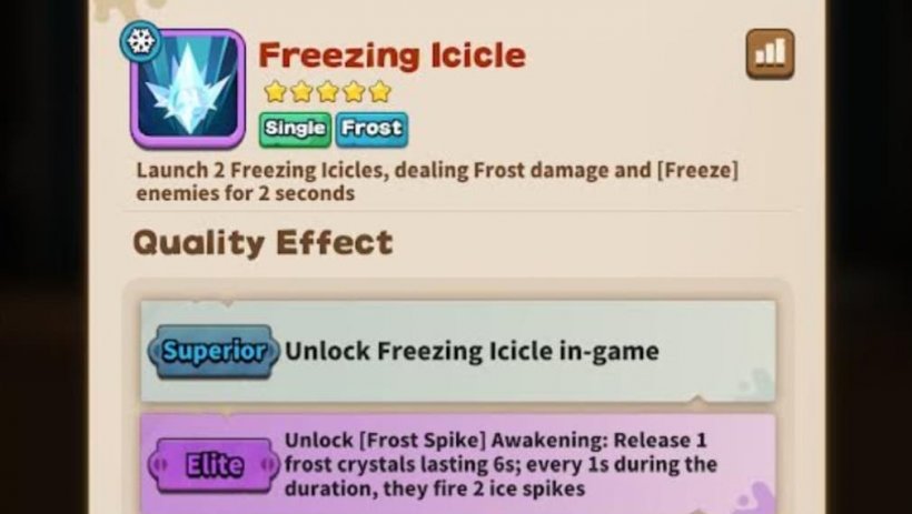freezing icicle skill and its description