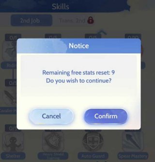 a prompt asking if you're sure you want to reset your stats