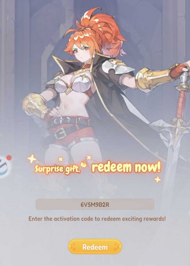 a red haired warrior showing the code redemption window