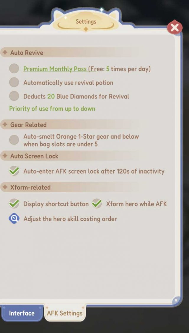 different options for idle gameplay