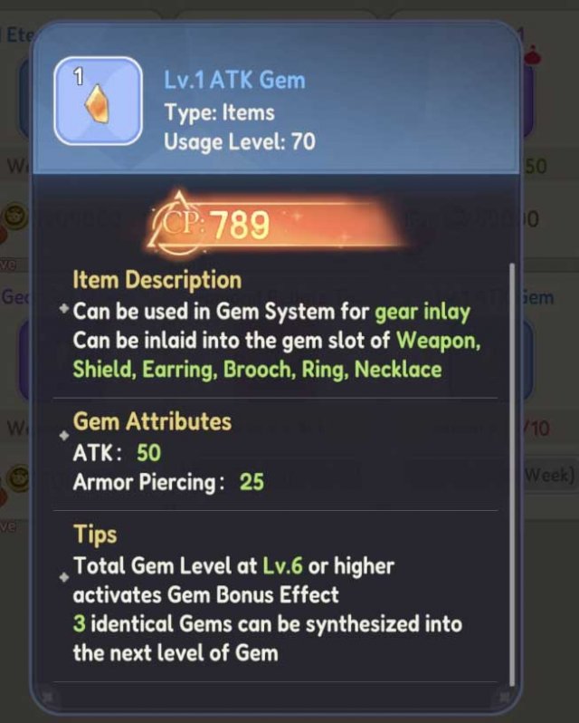 a description of the level 1 attack gem and its attributes