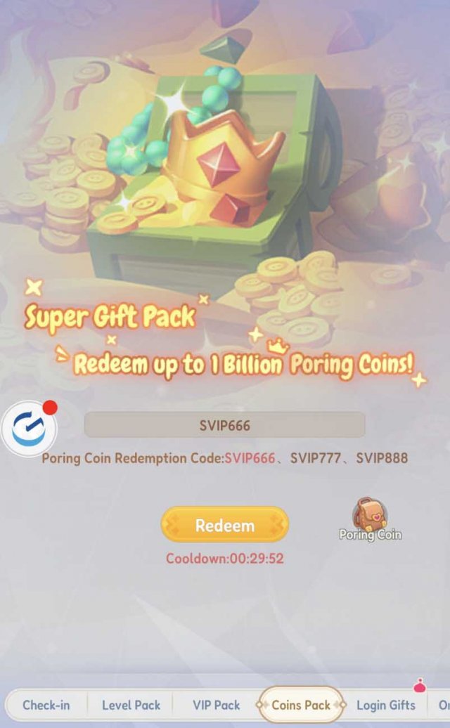 redemption window for poring coins
