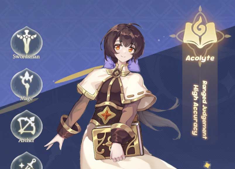 a brown-haired acolyte with her book