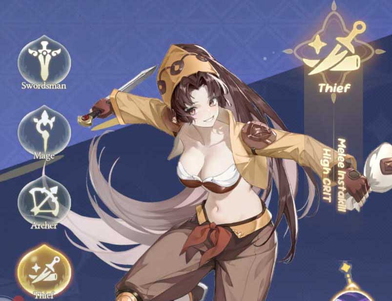 a brown-haired thief wielding her knife