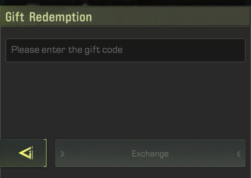Warline: Sniper Strike's code redemption screen