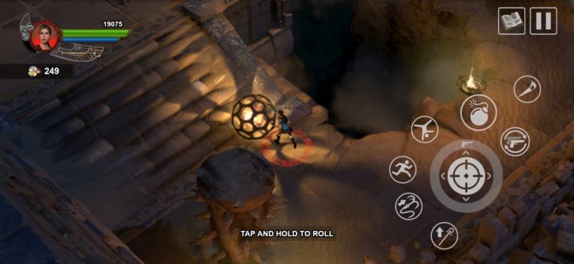 puzzle pushing a flaming ball in lara croft and the temple of osiris