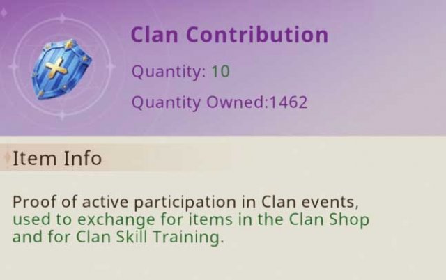 clan contribution icon and its description