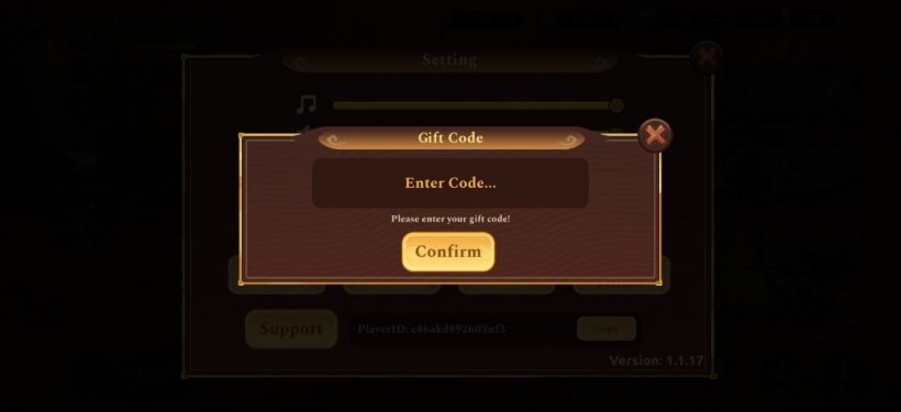God Rivals' code redemption screen