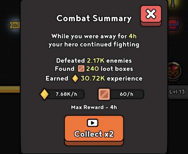 afk rewards and combat summary