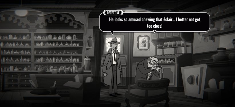 The main character of The Posthumous Investigation watches a man enjoy a chocolate eclair