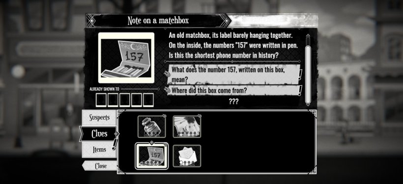 The various clues available to the player