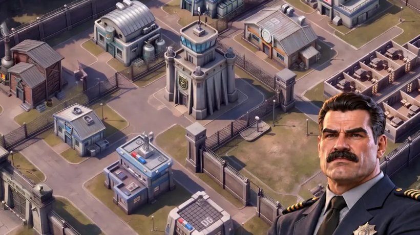 a man in military uniform standing tall in front of a cityscape behind him