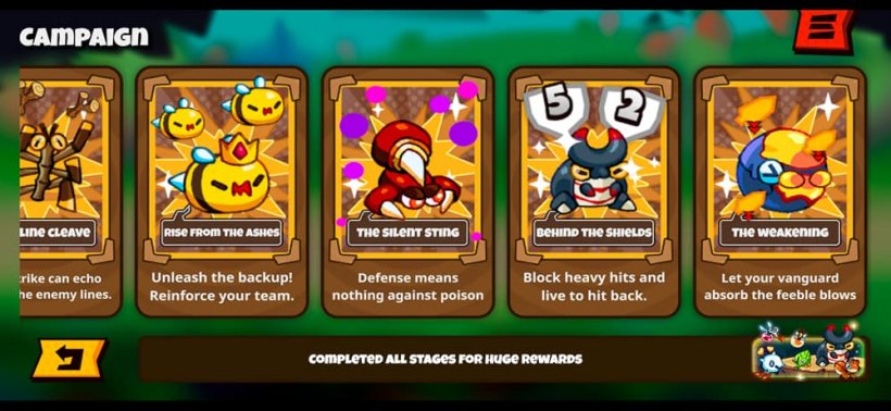An image of a menu allowing you to choose stages in Bug Squad Tactics