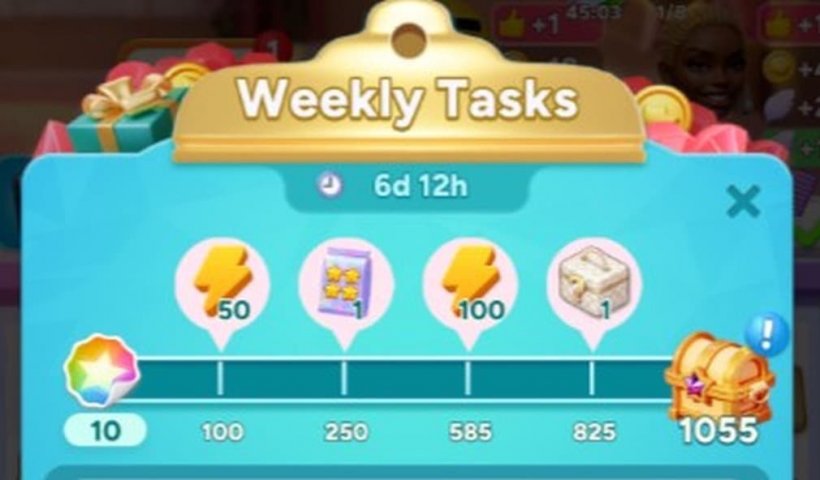rewards for completing the weekly tasks in hollywood merge