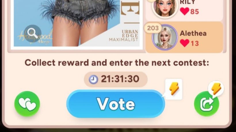 voting for getting more energy in OOTD in Hollywood Merge