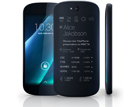 MWC 2014: The YotaPhone 2 is an Android-powered phone with an always-on E Ink screen on the back