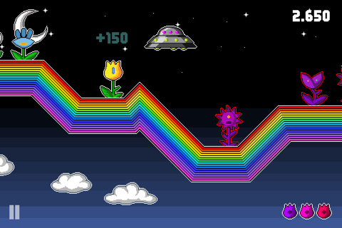 Tap up psychedelic flowers in NIJI The Endless Rainbow for iPhone