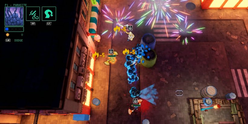 HyperParasite is a twin stick shooter where you survive by snatching bodies and abilities