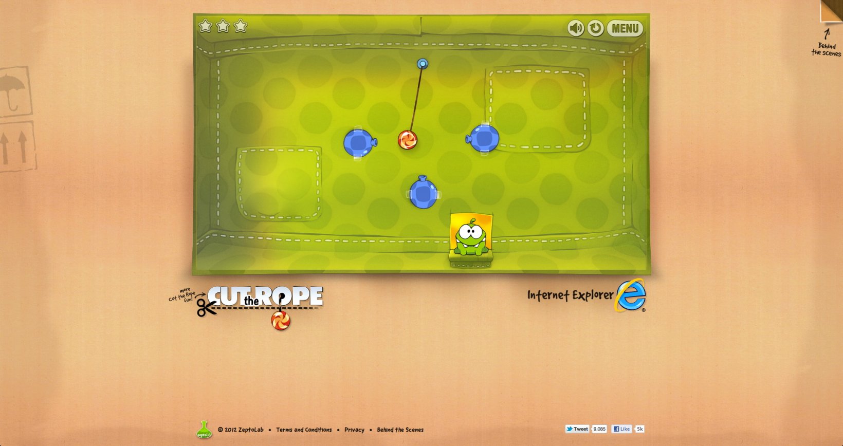Addictive iOS and Android physics-puzzler Cut the Rope now playable through your web browser