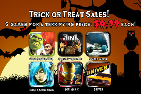 Gameloft holds 69p/99c iOS 'Trick or Treat' sale, slashes price of Order & Chaos Online, Driver, and more