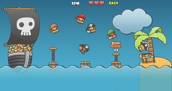 Bouncy Pirates has you helping cute pirates spring across the seas to steal treasure