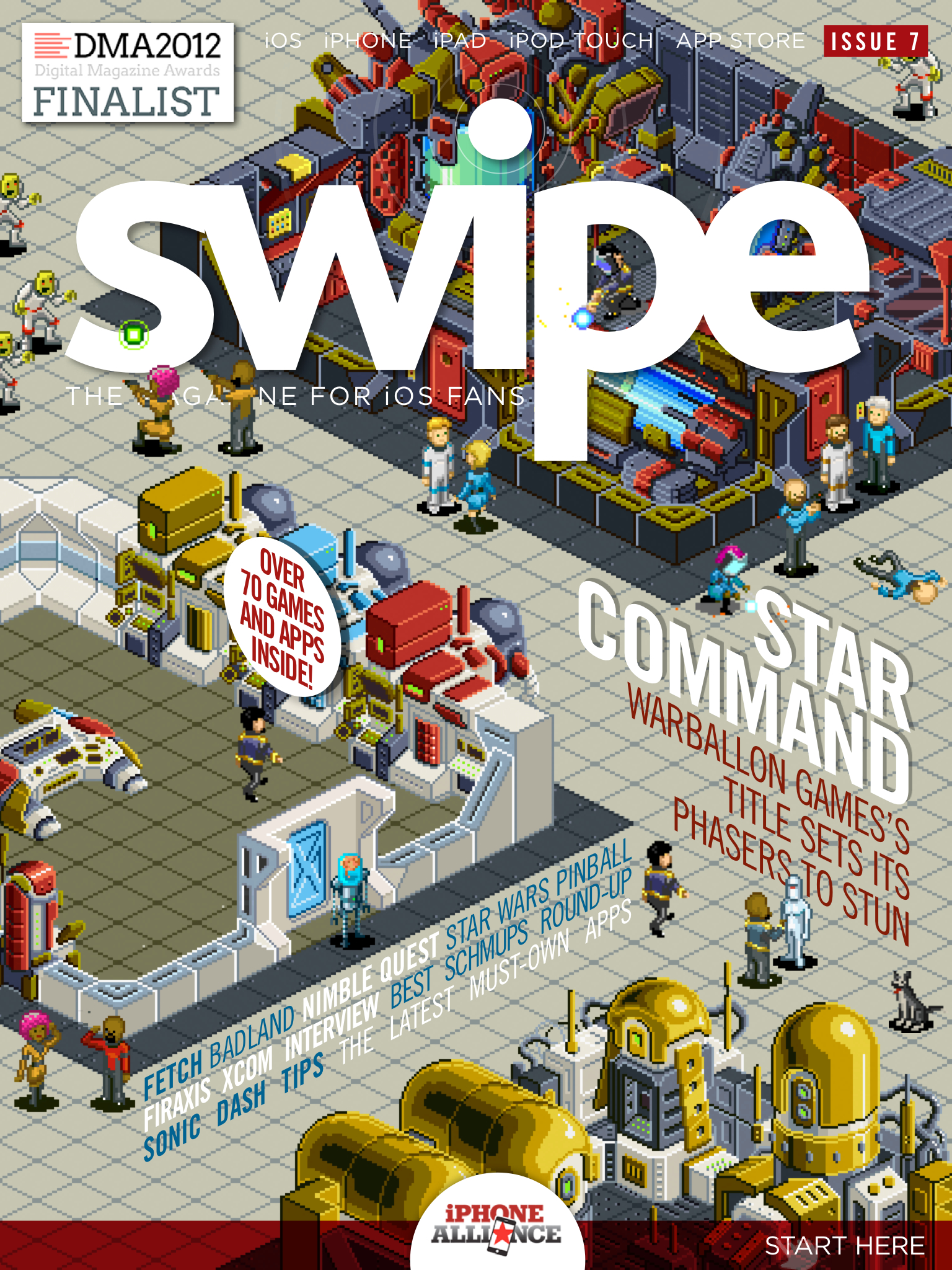 Star Command beams down onto the cover of swipe magazine 7