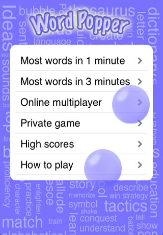 Free iPhone game: Word Popper