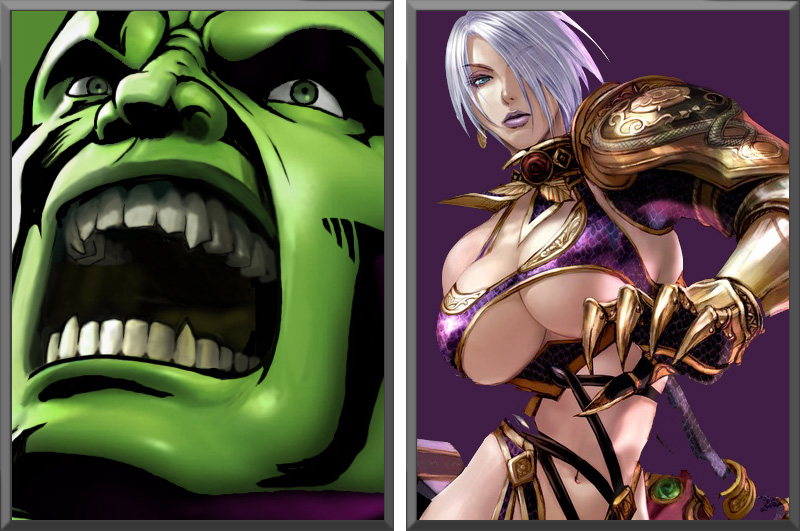 Who would win in a fight: Ivy (Soul Caliber) or Hulk (Marvel vs. Capcom 2: New Age of Heroes)?