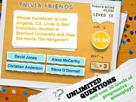 Data mine your social network using Trivia With Facebook Friends