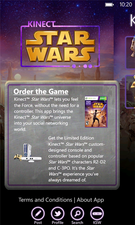 Kinect Star Wars companion app for Windows Phone lets the force flow through your Twitter account