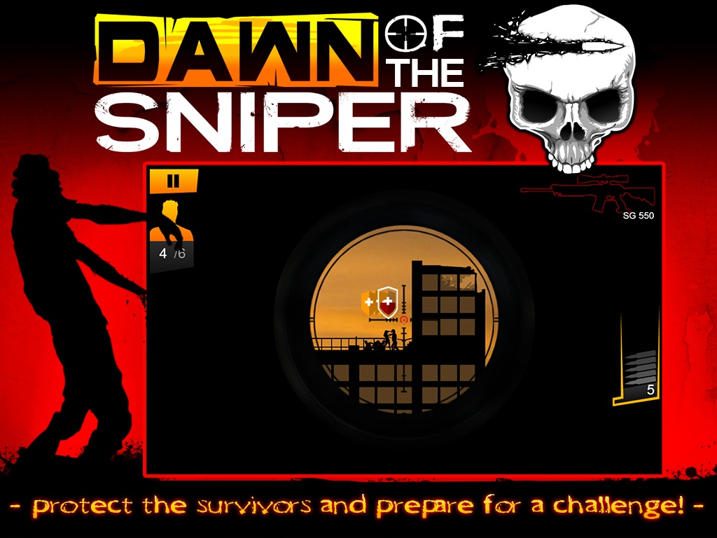 Protect survivors of a zombie apocalypse with only a sniper rifle in Dawn of the Sniper out now on Android