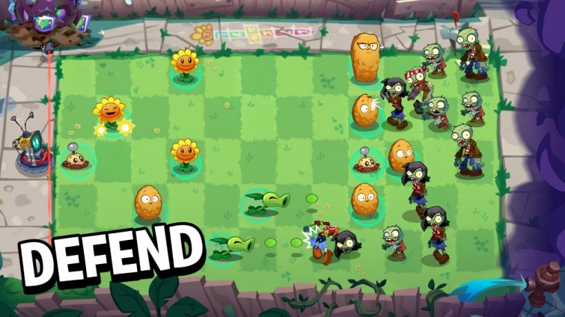 A horde of zombies comes up against a group of hardy plants intent on stopping their advance