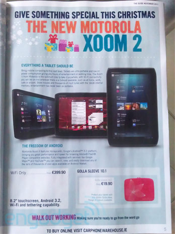 Leaked flyer suggests Motorola Xoom 2 Android tablet out before Christmas