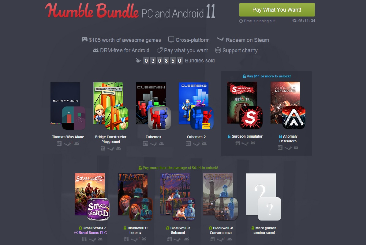 Humble Bundle 11 has Thomas Was Alone, Surgeon Sim, Blackwell series