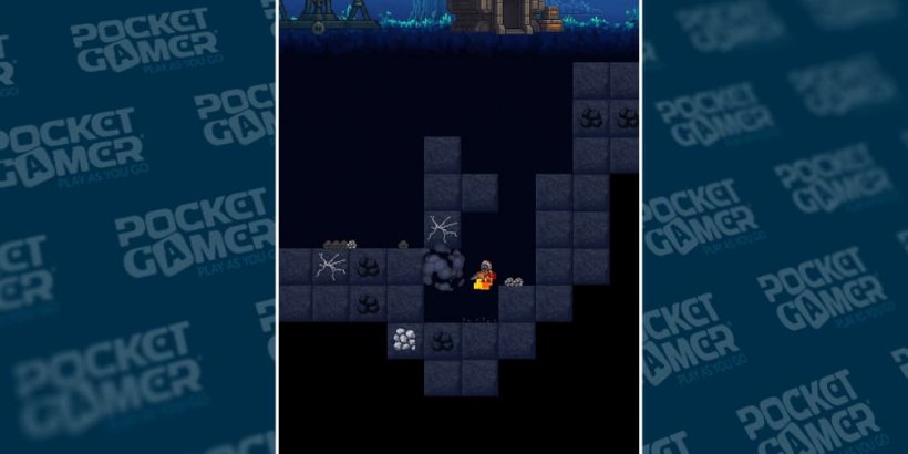 Digging through mineral blocks.