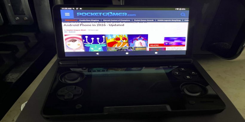 A picture of the Thor's top screen being utilized as a web browser.