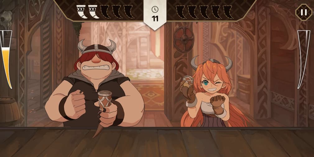 Winning the drinking contest.